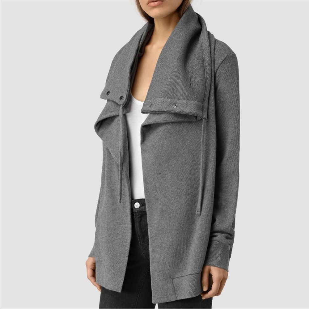 All Saints Brook Sweat Oversized Jacket Gray‎ Women’s Sz XS